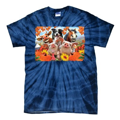 Thanksgiving Selfie Animals Tie-Dye T-Shirt