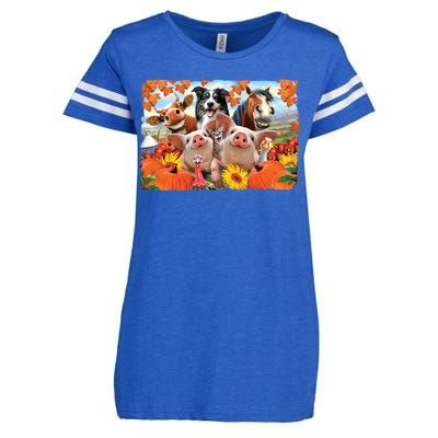 Thanksgiving Selfie Animals Enza Ladies Jersey Football T-Shirt