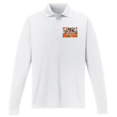 Thanksgiving Selfie Animals Performance Long Sleeve Polo