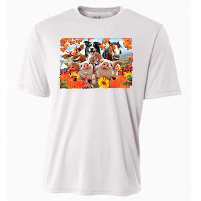 Thanksgiving Selfie Animals Cooling Performance Crew T-Shirt