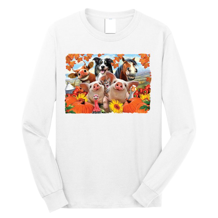 Thanksgiving Selfie Animals Long Sleeve Shirt