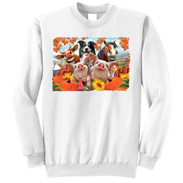 Thanksgiving Selfie Animals Sweatshirt