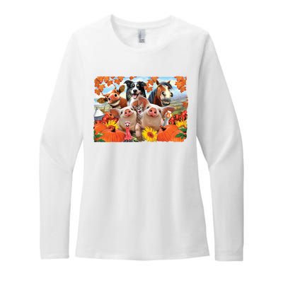 Thanksgiving Selfie Animals Womens CVC Long Sleeve Shirt