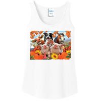 Thanksgiving Selfie Animals Ladies Essential Tank