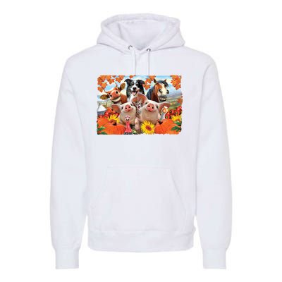 Thanksgiving Selfie Animals Premium Hoodie