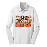 Thanksgiving Selfie Animals Silk Touch Performance Long Sleeve Polo