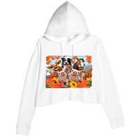 Thanksgiving Selfie Animals Crop Fleece Hoodie