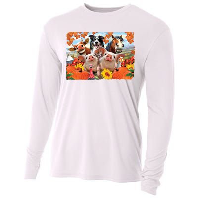 Thanksgiving Selfie Animals Cooling Performance Long Sleeve Crew