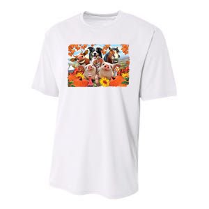 Thanksgiving Selfie Animals Youth Performance Sprint T-Shirt