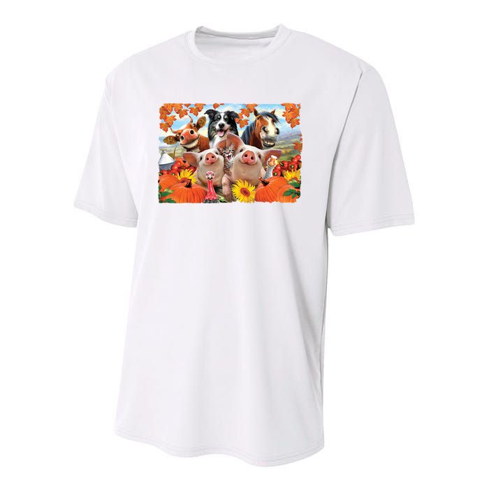 Thanksgiving Selfie Animals Youth Performance Sprint T-Shirt