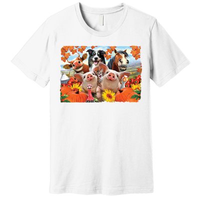 Thanksgiving Selfie Animals Premium T-Shirt