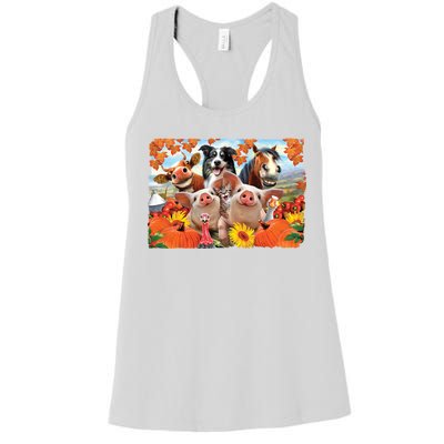 Thanksgiving Selfie Animals Women's Racerback Tank