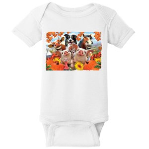 Thanksgiving Selfie Animals Baby Bodysuit