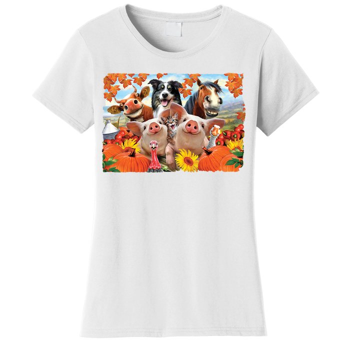 Thanksgiving Selfie Animals Women's T-Shirt