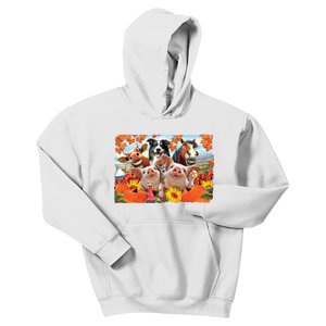 Thanksgiving Selfie Animals Kids Hoodie