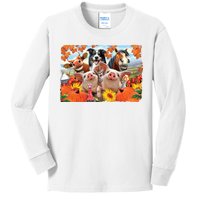 Thanksgiving Selfie Animals Kids Long Sleeve Shirt