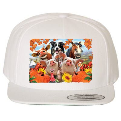 Thanksgiving Selfie Animals Wool Snapback Cap