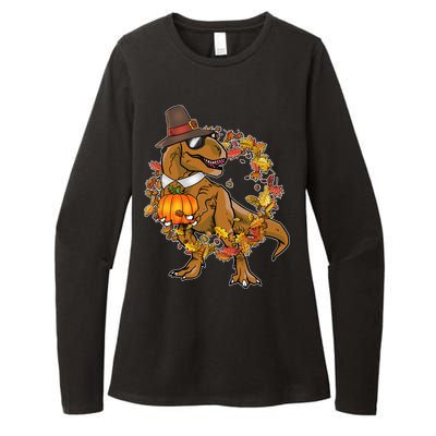 Thanksgiving T-Rex Pilgrim Womens CVC Long Sleeve Shirt