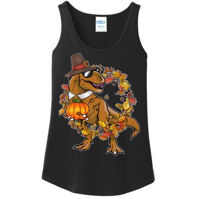 Thanksgiving T-Rex Pilgrim Ladies Essential Tank