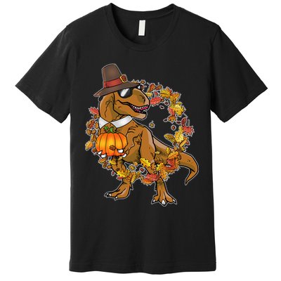 Thanksgiving T-Rex Pilgrim Premium T-Shirt