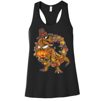 Thanksgiving T-Rex Pilgrim Women's Racerback Tank