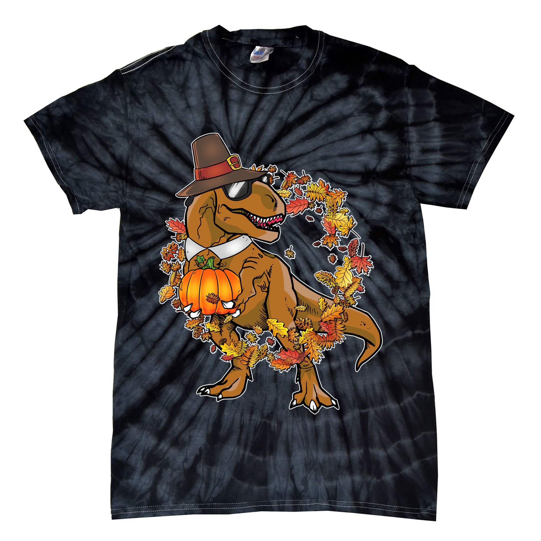 Thanksgiving T-Rex Pilgrim Tie-Dye T-Shirt