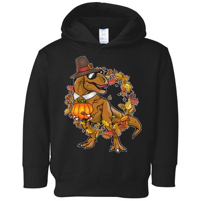 Thanksgiving T-Rex Pilgrim Toddler Hoodie