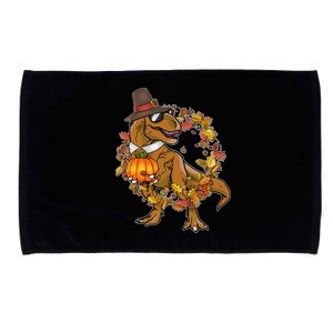 Thanksgiving T-Rex Pilgrim Microfiber Hand Towel