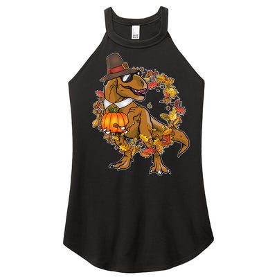 Thanksgiving T-Rex Pilgrim Women’s Perfect Tri Rocker Tank