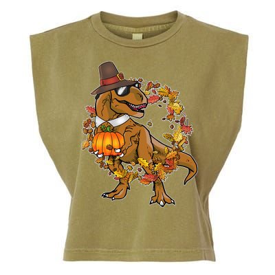 Thanksgiving T-Rex Pilgrim Garment-Dyed Women's Muscle Tee