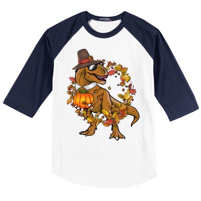 Thanksgiving T-Rex Pilgrim Baseball Sleeve Shirt