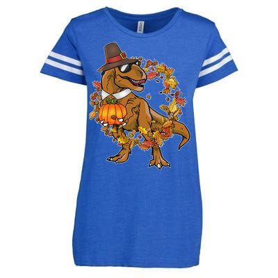 Thanksgiving T-Rex Pilgrim Enza Ladies Jersey Football T-Shirt