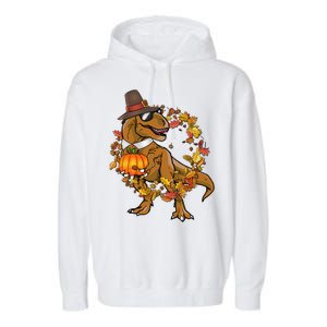 Thanksgiving T-Rex Pilgrim Garment-Dyed Fleece Hoodie