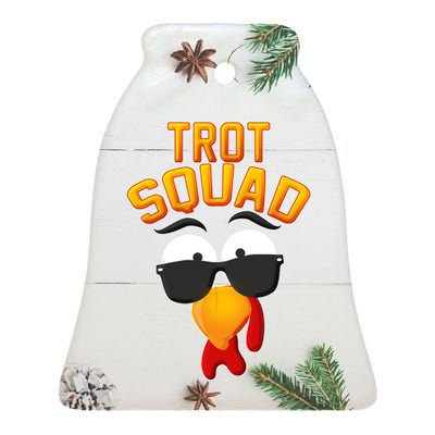 Thanksgiving Trot Squad Turkey Ceramic Bell Ornament