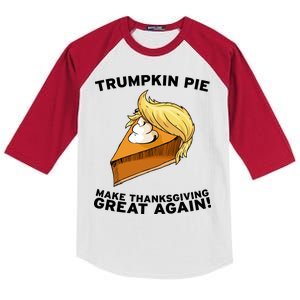 Thanksgiving Trumpkin Pie Kids Colorblock Raglan Jersey