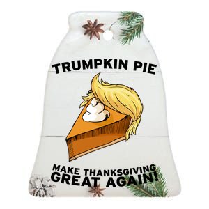 Thanksgiving Trumpkin Pie Ceramic Bell Ornament