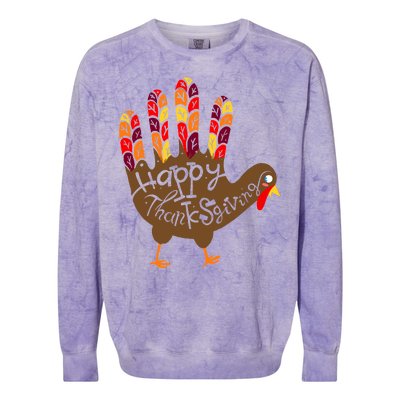 Thanksgiving Turkey Hand Colorblast Crewneck Sweatshirt