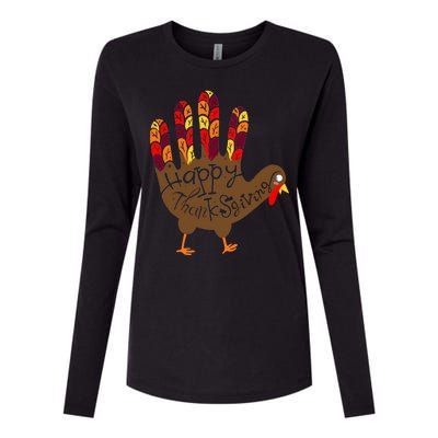 Thanksgiving Turkey Hand Womens Cotton Relaxed Long Sleeve T-Shirt