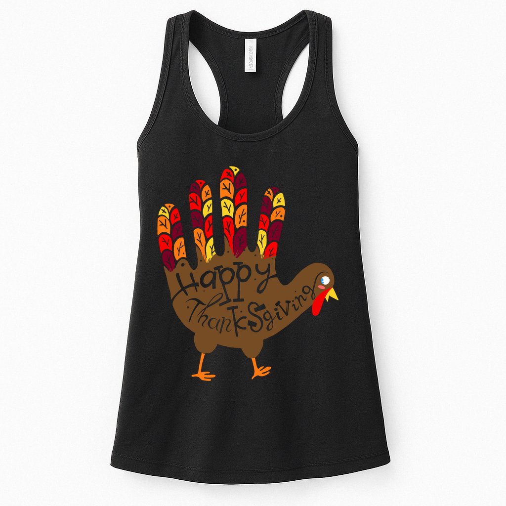 Thanksgiving Turkey Hand Womens Tank Top