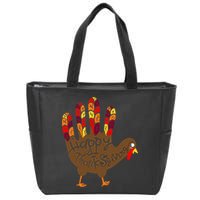 Thanksgiving Turkey Hand Zip Tote Bag