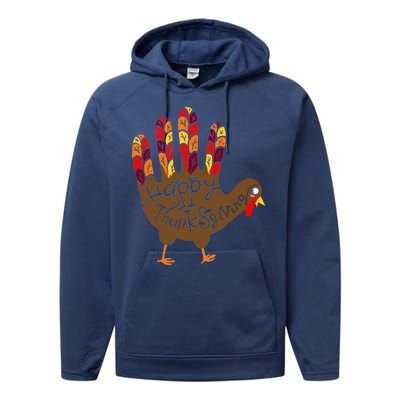 Thanksgiving Turkey Hand Performance Fleece Hoodie