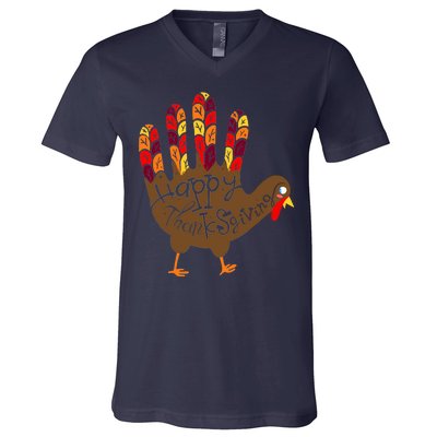 Thanksgiving Turkey Hand V-Neck T-Shirt