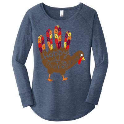 Thanksgiving Turkey Hand Women's Perfect Tri Tunic Long Sleeve Shirt