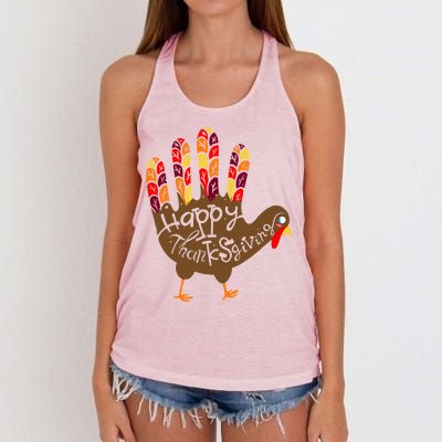 Thanksgiving Turkey Hand Women's Knotted Racerback Tank