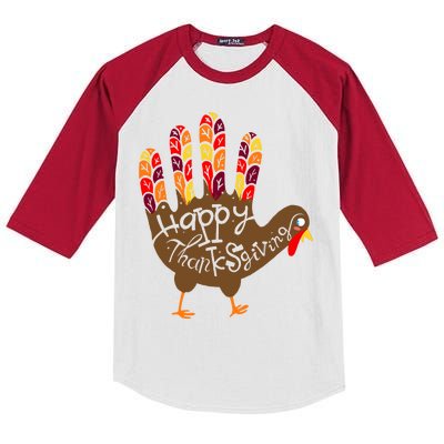 Thanksgiving Turkey Hand Kids Colorblock Raglan Jersey