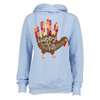 Thanksgiving Turkey Hand Womens Funnel Neck Pullover Hood