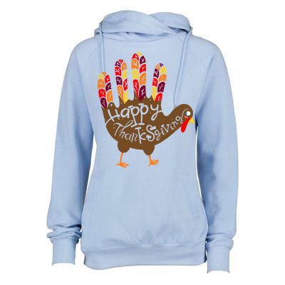 Thanksgiving Turkey Hand Womens Funnel Neck Pullover Hood