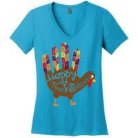 Thanksgiving Turkey Hand Women's V-Neck T-Shirt