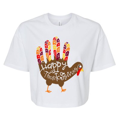 Thanksgiving Turkey Hand Bella+Canvas Jersey Crop Tee