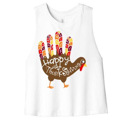 Thanksgiving Turkey Hand Women's Racerback Cropped Tank